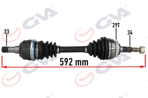 Komple Aks Sol Opel Vectra A 1.8-2.0 88-95 -astra F 92-98 -calıbra A 89-97 Abs Li 29diş 592mm - 374183-374235-90540865