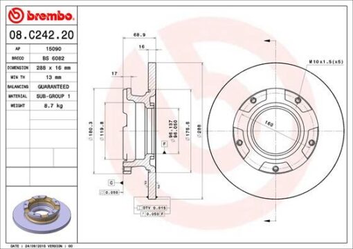 Arka Fren Dısk Aynası Transıt Custom V362 2.2tdcı 12 Cap 288 16 - BK212A097BA-BK212A097FA-BK212A097HA