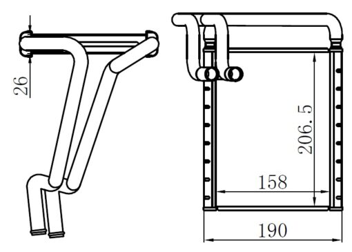 Kalorifer Brazing Heater 158x216.5x26 Elantra 1.6crdi/1.6i - İ30 / Ceed 2010 77652 - 97138-A5000
