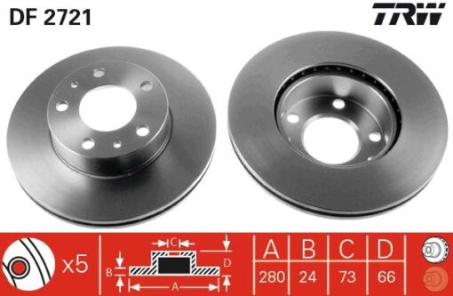 Ön Fren Aynası Boxer I-ıı 94 Jumper I-ıı 94 Ducato I-ıı 94 280x24x5dlxhavalı - 4249.H8-71738905-4246.L2-4246.X9