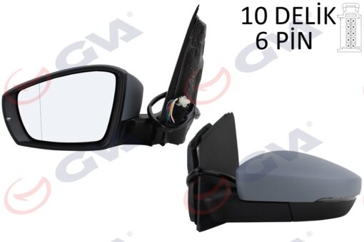 Dış Dikiz Aynası Sol Polo 09 Elektrikli Isıtmalı Astarlı Asferik 6 Fiş Vm-388nehpal - 6R1857507K-6R1857507M