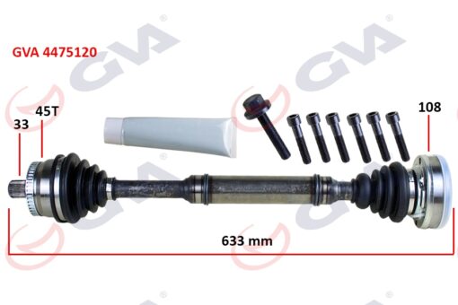 Komple Aks Sağ Abs Li A4-passat 1.8t 96-01 45 Diş 633mm - 8D0407272AQ-8D0407452AV-8D0407452