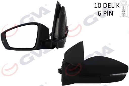 Dış Dikiz Aynası Sol Polo 09 Elektrikli Isıtmalı Sinyalli Asferik 6 Fiş Vm-388nehal - 6R1857507K-6R1857507M
