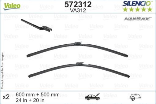 Valeo Silencio Aquablade Flat Blade Va312 X2 600 500 Mm Volvo V60 06/18 Isıtma Özellikli - 31693567