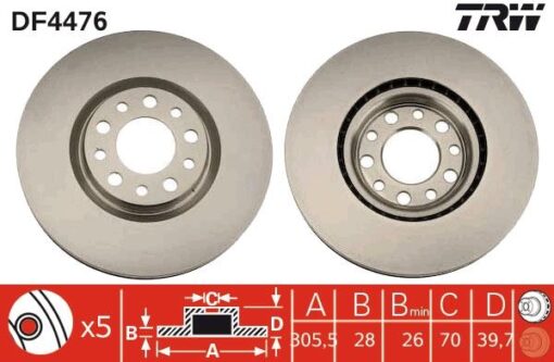 Ön Fren Dıskı Jeep Renegade 14 Compass 16 Alfa Romeo 159 05 Gıulıetta 10 Fıat 500x 14 305x28x5 Delik - 51767382-51760621-51912591-46843608