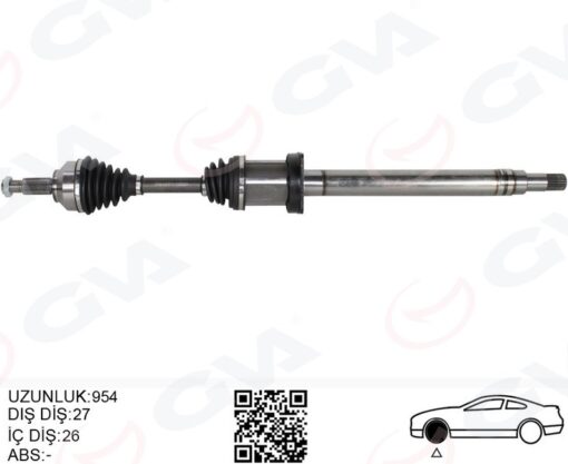 Komple Aks Ön Sağ Jaguar X-type I X400 2.2 D 954mm - C2S24982-C2S29730-C2S39944-C2S40434