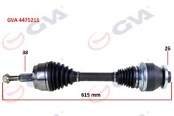 Komple Aks Sol Transporter T5 2.5 Tdi 03-11 6 Vites 615mm - 7H0407271AA-7H0407271AC-7H0407271AL