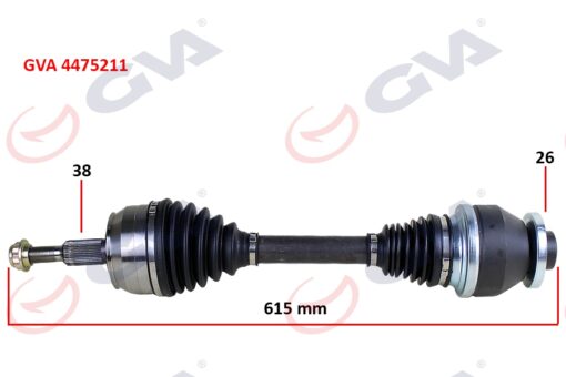 Komple Aks Sol Transporter T5 2.5 Tdi 03-11 6 Vites 615mm - 7H0407271AA-7H0407271AC-7H0407271AL