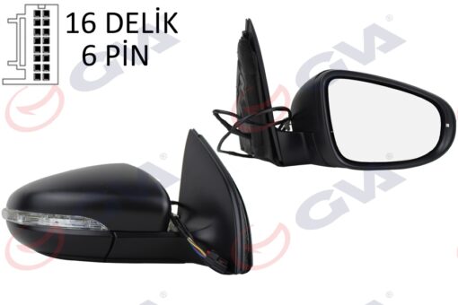Dış Dikiz Aynası Sağ Golf 09 Elektrikli Isıtmalı Sinyalli Konveks 6 Fiş Vm- 6197ehpr - 5K0857508AD