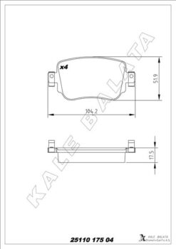 Arka Balata Vw Caddy Iv 2.0tdı 15 Cuuf-dfsf 104.1x17.2x51.6 - 8U0698451F-5Q0698451F-5Q0698451B