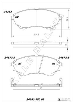 On Fren Balatası Mazda 4 4 B 2500 Ranger 02 06 2.5td / 3.0td 06 12 - UMY13328ZA-3M352001AA-WVA24353