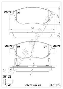 On Balata Fıat Egea 15 1.4 1.5 T4 Hıbrıt 1.6 D K:19 Mm G:151.1 Mm Büyük Tip 8 Adet Klips - 77367923-77368553