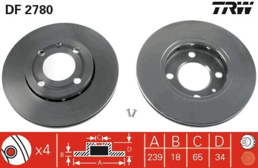 Ön Fren Aynası Polo 95-01 Lupo 98-05 Arosa 1.0ie.3ie-1.4ie-1.6ie-1.7sdı-1.9sdı Aee 239x18x4dlxhavalı - 6N0615301C-6N0615301F
