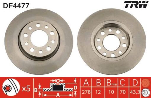 Arka Fren Aynası Alfa Romeo 159 05 Gıulıetta 10 Spıder 06 Fıat 500 X 14 Jeep Renegade 14 Compass 16 278x12x43 - 46843610-51760273-51963547
