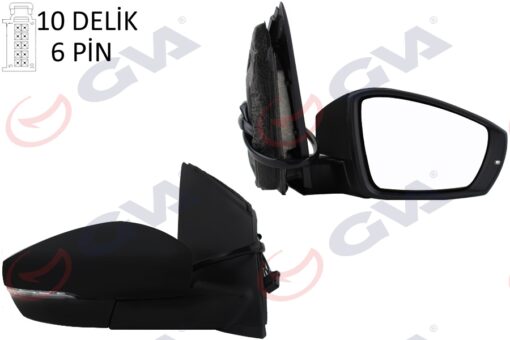 Dış Dikiz Aynası Sağ Polo 09 Elektrikli Isıtmalı Sinyalli Asferik 6 Fiş Vm-388nehr - 6R1857508K-6R1857508M