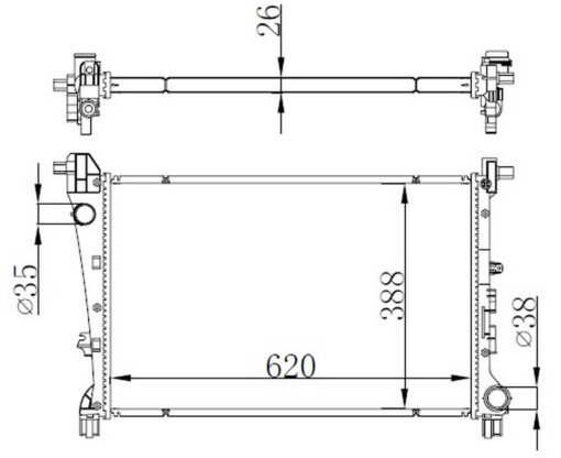Radyatör Fıat Egea 1.3-1.6 Multijet-1.4 Al-pl-brz 620x398x26 - 52052630