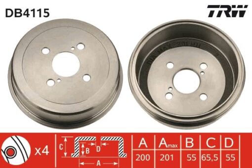 Arka Fren Kampanası Corolla/sw 92-97 Ee101-111/ae101-111/ae102/ce110 200x201x55x66 4-2d - 4243120250-4243112130-4243112180