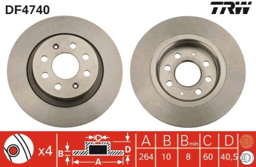 Arka Fren Aynası Corsa E 14 Adam 13 Punto Evo-grande Punto 05 264x10x4dlxhavalı 15 İnç 55700592 - 93167282-569097-55700593-50902167