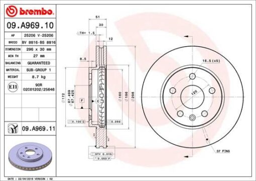 Ön Fren Aynası Insıgnıa A 08 Saab 9-5 Ys3g 10 16 Jant 296x30x5dlxhavalı 13501307-569063 - 13579147-569078-13502213-569421