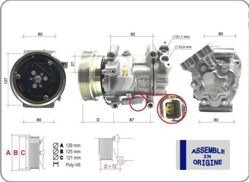 Klima Kompresörü Sıfır Ürün Renault Clıo Iıı 04 12 Kangoo Iı 08 Modus 04 Mıcra Iıı 03 10 Qashqaı J10 06 13 1.5dci K9k 12v 6 Kanal 125mm Mercedes Cıtan W415 12 - 8200953359-2763000Q0D-2763000Q0N