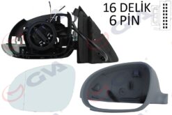 Dış Dikiz Aynası Sol Jetta 04 Golf V 05 Elektrikli Isıtmalı Sinyalli Astarlı Asferik 7 Fiş Vm-381ehpal - 1K1857502AR9B9-1K1857507BG