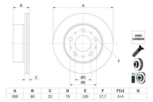Fren Diski Arka Fıat Ducato 06 Peugoet Boxer 06 Cıtroen Jumper 06 300x22x19.9mm - 51957511-51957512-1612435780