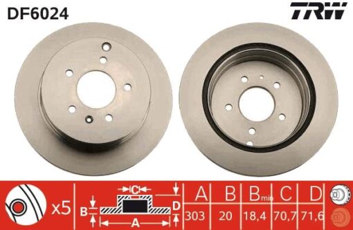 Arka Fren Aynası Antara 2.4-3.2 V6-2.0 Cdtı 07 Chevrolet Captıva 2.4-3.2-2.0d 06 303x20x5dlxhavalı - 20968395-96625873-4804637