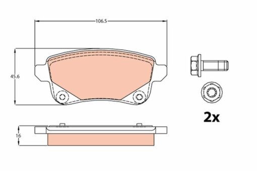 Arka Disk Fren Balatası Renault Grand Scenıc Iıı 09 16 Scenıc Iıı 09 16 Scenıc Iv 16 Talısman 15 Megane Iv 15 106.5x45.5x16 - 440608061R-440834627R