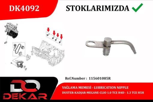 Yağlama Memesi Duster-kadjar-megane-clio 1.0 Tce H4d-1.3 Tce H5h - 115601085R