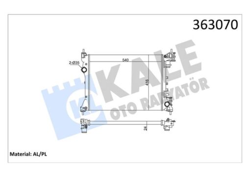 Brazıng Versiyonu Kl351280 Fıat Doblo 152.263 - Opel Combo - Alf Romeo Mıto 10 Ac/nac Mt Me Kanik 540x416x24 Su Radyatörü - 1300330-1300347-50512102