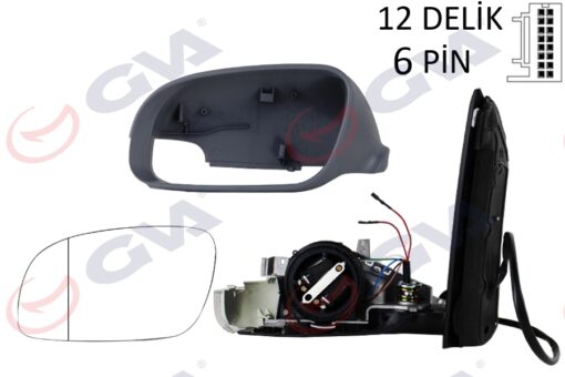 Dış Dikiz Aynası Sol Touran 03 Elektrikli Isıtmalı Sinyalli Astarlı Asferik 6 Fiş Vm-374ehpr - 1T1857507F