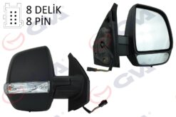 Dış Dikiz Aynası Sağ Doblo 11 Elektrikli Ortadan Sinyalli Siyah Kapaklı Çift Cam Konveks 8 Fiş Vm-669ehr - 735497871