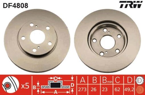 Ön Fren Diski Hava Kanallı Toyota Aurıs Corolla 1.33l 1nr-fe Nre150 10- / 1.6l 1zr-fe Zre151 07-12 / 1.4l 1ndtv Nde150 07-12 - 273 Çap X 5 Bijon Takım Disk Fiyatıdır - 4351202180-4351202200-4351212690