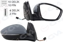 Dış Dikiz Aynası Sağ Corsa 19- Elektirkli Katlanabilir Isıtmalı Sinyalli Sensorlü Astarlı Konveks - 983758801T-982620311T