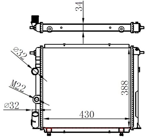 Radyatör R19 Alıze 1.6 Enj. 88 Mek. 430x388x34 Mt - 7702253648-7702247653