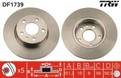 Arka Fren Diski Alfa Romeo 147 01 10 156 97 05 164 92 98 251.5x10x50.6mm - 71738912-60801787-164062610001