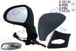 Dış Dikiz Aynası Sol 308 07 Elektrikli Isıtmalı Sinyalli Sensörlü Astarlı Konvenks 6 Fiş Vm-6308ehpsr - 8153.NE-8152F1-8151LX