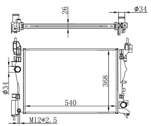 Motor Su Radyatörü Opel Corsa D-corsa E 1.2-1.4 A12xer A12xel B12xel A14xer B14xer 11 540x378x23 Çapraz Müşürlü - 1300312-1300339-13249566-13399870