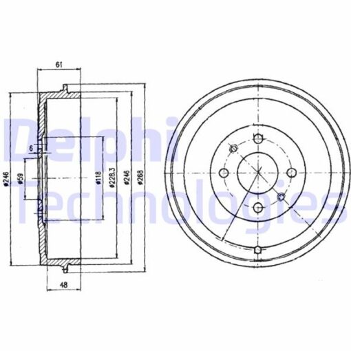 Arka Fren Kampanası Fıat Albea 00 Doblo 01 Fıorıno 09 Lınea 09 Marea 00 Tempra 92 96 Tıpo 90 95 Uno 98 06 Peugeot Bıpper 08 Cıtroen Nemo 08 228.2 Mm 4 Delik - 60814839-7769850-4247.55-52015299