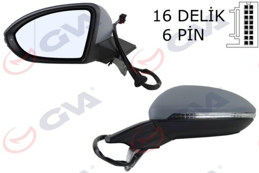 Dış Dikiz Aynası Sol Golf 13 Elektrikli Isıtmalı Sinyalli Astarlı Asferik 6 Fiş Vm-6187ehpal - 5G1857507AF9B9-5G0857537CGRU