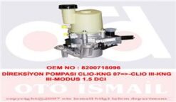 Direksiyon Pompası Elektrikli Clıo-kng 07 >-clıo Iıı-kng Iıı-modus 1.5 Dcı - 8200886452-8200718096-8200520790