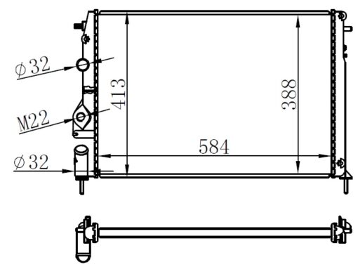 Radyatör Brazing Mgn I-scenıc 1.4-1.6-1.8-2.0 16v Ac Mek 584x388x22 - 7700425842-7702258285-8200050512