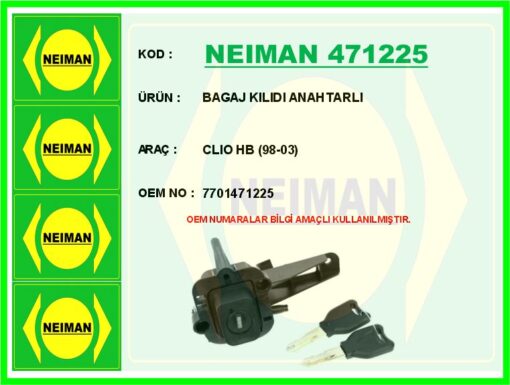 Bagaj Kılıdı Anahtarlı Clıo Hb 98-03 - 7701471225