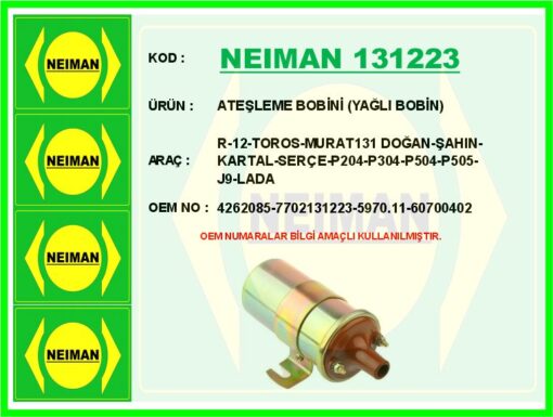 Ateşleme Bobini Yağlı Bobin R-12-toros-murat131 Doğan-şahın-kartal-serçe-p204-p304-p504-p505-j9-l - 4262085-7702131223-5970.11-60700402