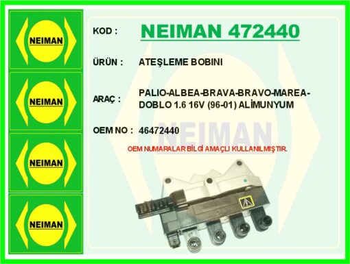 Ateşleme Bobını Palıo-albea-brava-bravo-marea-doblo 1.6 16v 96-01 - 46472440