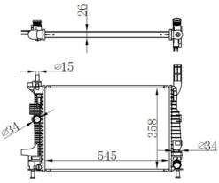 Motor Su Radyatoru Focus Iıı 1.5tdcı 1.6tdcı 95ps 115ps 12 Yenı Connect 14 1.5tdcı 1.6 Tdcı Olcu 545 358 26 - BV618005BD-1703514-1720432-1804847
