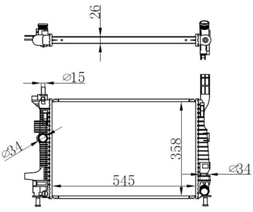 Motor Su Radyatoru Focus Iıı 1.5tdcı 1.6tdcı 95ps 115ps 12 Yenı Connect 14 1.5tdcı 1.6 Tdcı Olcu 545 358 26 - BV618005BD-1703514-1720432-1804847