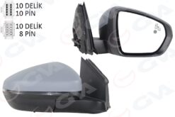 Dış Dikiz Aynası Sağ Elektrikli Katlanabilir Isıtmalı Sinyalli Astarlı Konveks Hafızalı Blıs Li Psa 3008-4008 16-23 - 1635223880