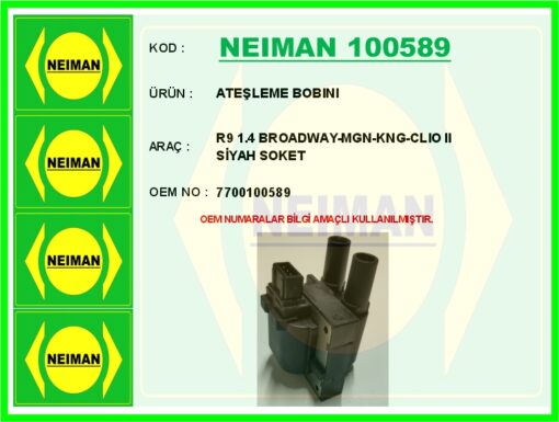 Ateşleme Bobını R9 1.4 Broadway-mgn-kng-clıo Iı Siyah Soket - 7700100589