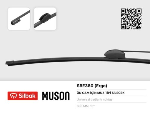 Silecek Süpürgesi Muz Tipi 380mm Üniversal Kancalı Ergonomik